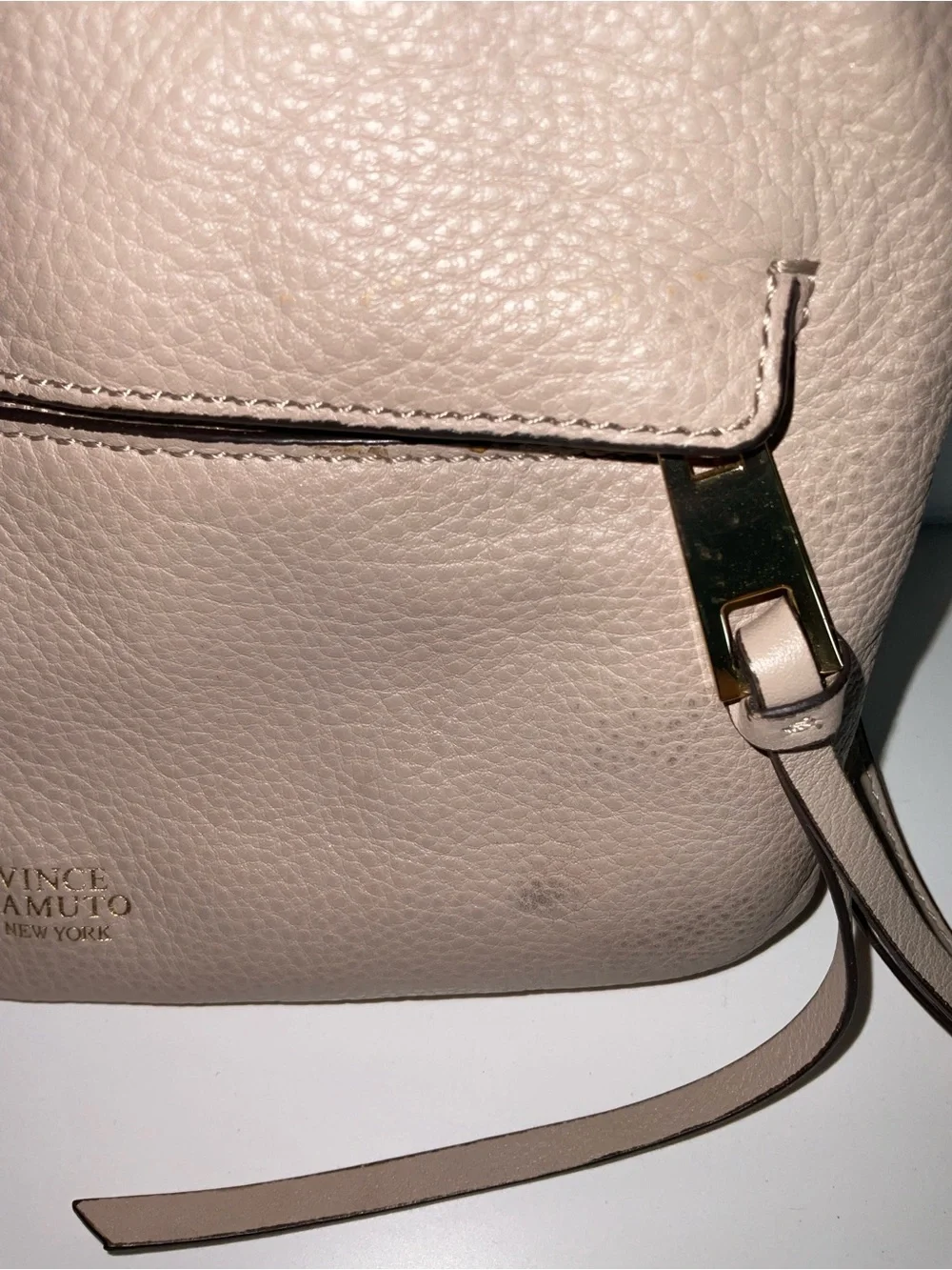 Vince Camuto Pebbled Leather Crossbody in Taupe